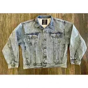 Monte Carlo Polo & Jockey Club Trucker’s Jean Jacket Sz XL Vtg Acid Wash #112148